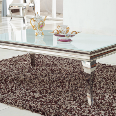 Modern High Quality Home Furniture Living Room Silver Stainless Steel Frame Marble Top Coffee Table Set photo-4