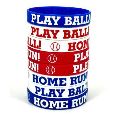 Factory Price Baseball Inspired Baseball Enthusiast Silicone Wristband Sport Athlete Waterproof Smoothly Print Bracelet