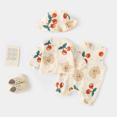 Kids romper climb crawl suit vest sets newborn bodysuit baby clothes summer three pieces children's Pajama onesie jumpsuit