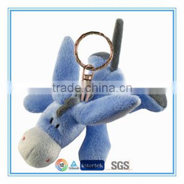 Mini 4" blue plush donkey keychain toy