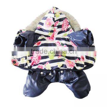 Luxury Fur Flower Cotton Royal Blue Dog Clothes photo-4