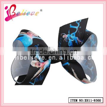 Fashion hair jewelry grosgrain ribbon bow hair clip,wholesale frozen hair accessories