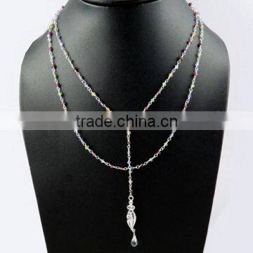 Love Victory !! Multi Stones 925 Sterling Silver Necklace, Silver Jewellery, 925 Silver Jewellery photo-2