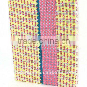 Color Weaving Cloth Embossed PU Decorated Wrapping Ring Binder Desktop File Folder for Office Stationery Cardboard A4 or FC Size