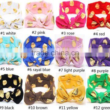 2016 Hot sale golden polka dots printed baby girls headband