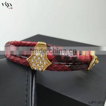 2016 Hot Wholesale Fashion Bracelet,Genuine Leather python Bracelet Charms Crystal Jewelry Mens Bracelet
