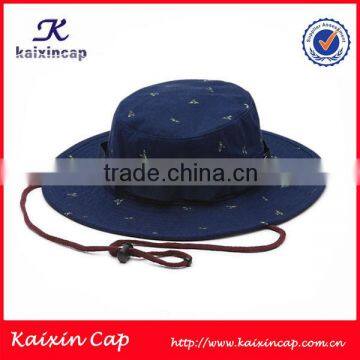 wholesale high quality wide brim rope designed cotton bucket hat