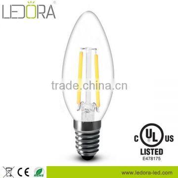 360 degree 2w 4w 6w AC110-130v e12 e26 dimmable filament candle lamp c35 ul