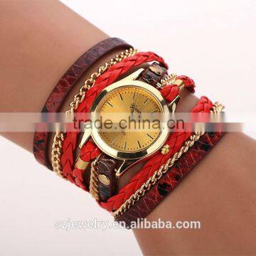 Fashion Brown 3 Wrap Fashion Bracelet Watch Set