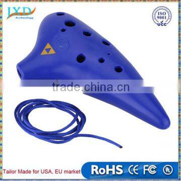 12 Holes Plastic Ocarina Flute Alto C Musical Instrument with Music Score for Music Lover and Beginner 5 colors for choosing