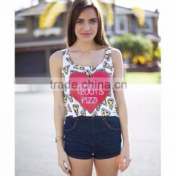 fashion design women summer Monster Wide Crop Top printed custom fashion stringer tank top