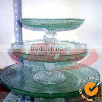 Colored 3-layer Glass Cake Stand for Cakes