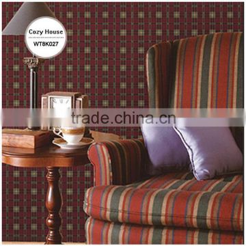 stockists printing plastic wallpaper, red fashion tartan wall decor for room , peelable wall mural pattern