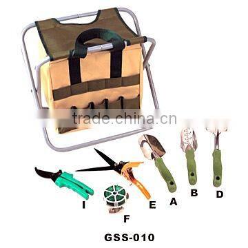 Garden tools set with fishing stool