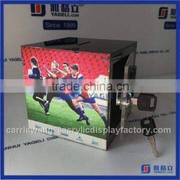China Yageli Decorative Money Donation Box / Acrylic Donation Box With Lock & Printing photo-3