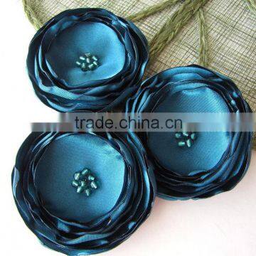 Handmade Flower Applique Embellishment,Burned Satin Flower