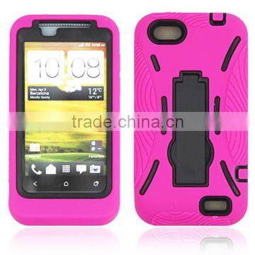 Heavy duty rugged kickstand combo silcone case for HTC ONE V