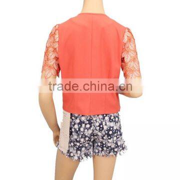 2015 Own Design 100% Polyester Applique Sleeve Lady Blouse photo-3