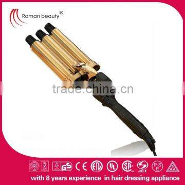 Roman Professonal LCD triple Chrome hair curler with ceramic coating