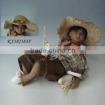 18inch Native American baby doll Girl long black hair handmade Indian porcelain baby doll New style