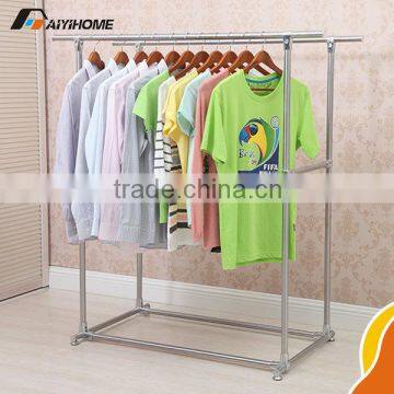 Double pole heavy duty DIY indoor clothes hanging rack