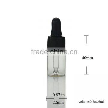 6ml Empty Clear Round Glass Bottles for Essential Oils with Glass Eye Dropper