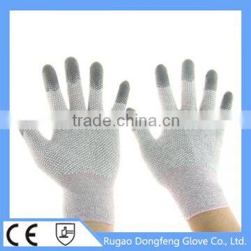 High Performance ESD PVC Dotted PU Fingertips Coated Cleanroom Antistatic Safety Work Gloves With All Size