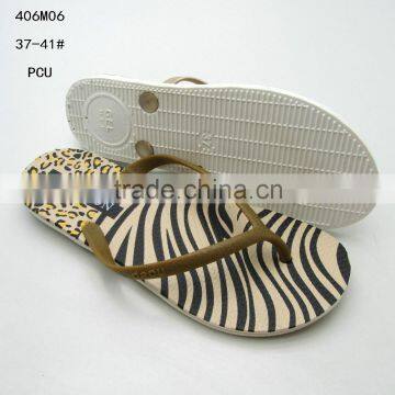 Zebra print and Leopard Print PCU women flip flops