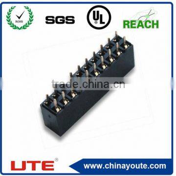 pitch 2.54mm female header connector, 2*NP 180degree, H=5.7mm