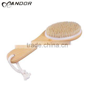 Natual boar bristle body brush wooden handle massage body