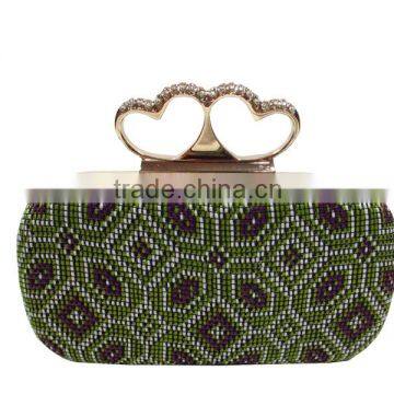 china supplier online shopping EV3142 christmas gift two heart shape ladies fancy clutch bag wallet