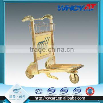 Airport hand push cart with hand brake, luggage trolley for airport