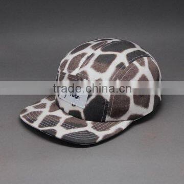 WHOLESALE CHEAP CUSTOM LEOPARD PRINTED 5 PANEL HAT CAP SEWING PATTERN