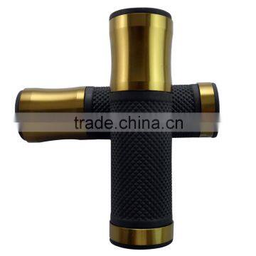 Motorcycle Handlebar Rubber Hand Grips Black Bronze Aluminum With Bar Ends Caps