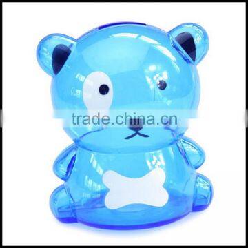 Transparent bear plastic money box, Transparent bear shaped plastic money box, OEM China manufacturer custom money box