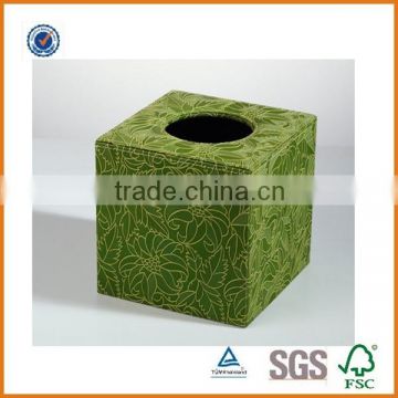 Factory price car tissue box holder,customized tissue paper box,pu leather square tissue box