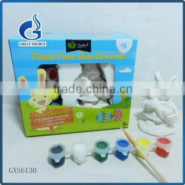 Kids intelligent diy toy Unpainted easter rabbit diy ceramic paint kits