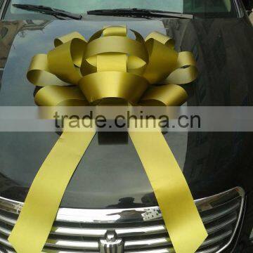 HOT SALE ! 30" Indoor / outdoor Waterproof Shiny Gold Jumbo Pom Pom Magic Ribbon Bow                        
                                                Quality Choice