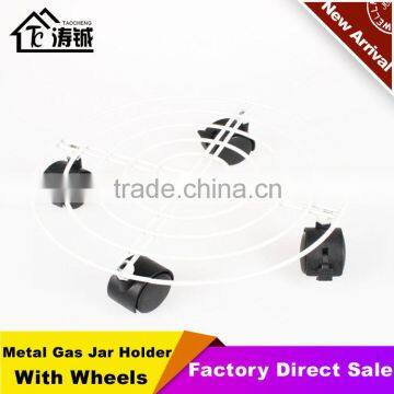 Black coating Decorative Iron Flower Pot Stand with wheels