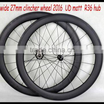 2016 new road bike wheelset carbon rim clincher wheelset R36 hub with Sapim spokes