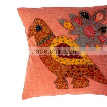 RTHCC-57 Birds And Flowers Applique Cut Patchwork Art Kantha Cotton cushion covers New Year Home Decor Christmas Gift