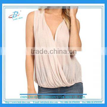 Women v-wrap-neck sleeveless top