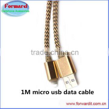 solid braided 1m aluminum micro usb data cable