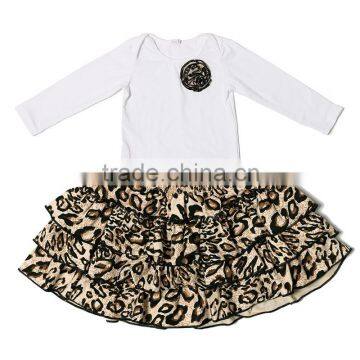 2016 new design boutique clothing for 0-24 monthsinfants 2 pieces white long sleeve top and ruffle skirt sets