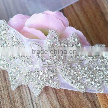 Wholesale Beaded Embroidery Rhinestone Sash Bridal Crystal Jewelry Appliques photo-4