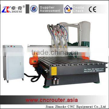 Auto Tool Changing Wood CNC Carving Machine Changing 3 Spindles With Original NcStudio System Dust Collector ZK-1325