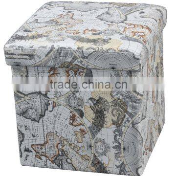 Cool! Hot Sale! Printed PVC Folding Storage Ottoman