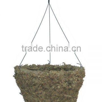 14" Flat Bottom Sphagnum Moss Hanging Basket