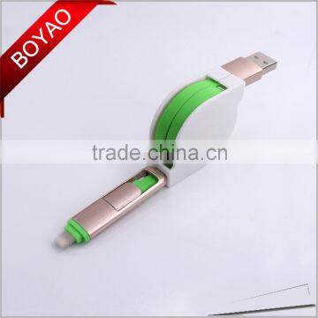 2016 Factory Wholesale High Quality Promotional Gift TPE Material Retractable 2 in 1 Micro USB Cable Sync Data Charging photo-4