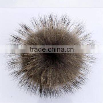 2016/2017 Genuine Fluffy 15cm Colorful Raccoon Fur Ball for Beanie Hats/with Keychain